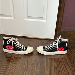 COMME des GARÇONS PLAY x Converse Black High-Top Sneakers with Red Heart Sz 10.5
